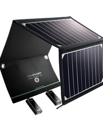 RAVPower Solar Ladegerät 16W, 2 Port USB Solarladegerät Outdoor Charger mit 21,5-23,5% Umwandlungseffizienz, Leicht, Faltbar, Wasserdicht, Kompatibel mit Allen Handys, iPad, Kamera usw.