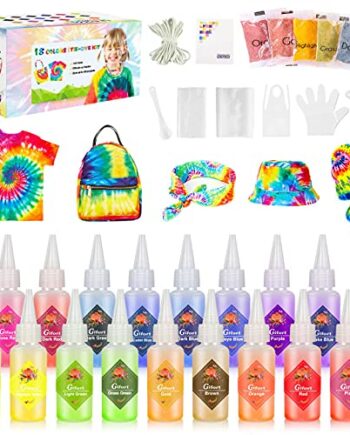 Gifort Tie Dye Kit, Stoff Textil Farben 18 Stück DIY Kleidung Graffiti Dye Batikfarben Set für DIY-Projekte und Partyaktivitäten Ideal Wahl für Modeliebhaber
