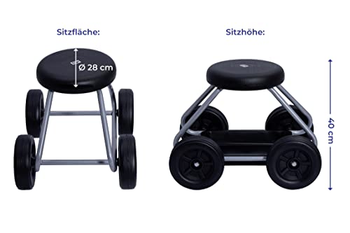 Maximex Rollsitz Secura, 52 x 40 x 41 cm, Gartenarbeit im Sitzen, rollbarer Gartensitz, stabil und leicht, praktische Ablage - obrazek 5