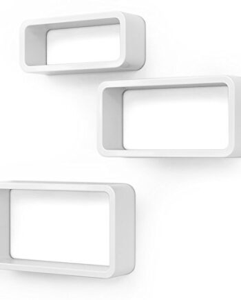 SONGMICS Wandregal, 3er Set, Cube Regal, Schweberegal, Würfelregal, Belastbarkeit bis 15 kg, Länge 44 cm 39 cm 34 cm, weiß, LWS97W