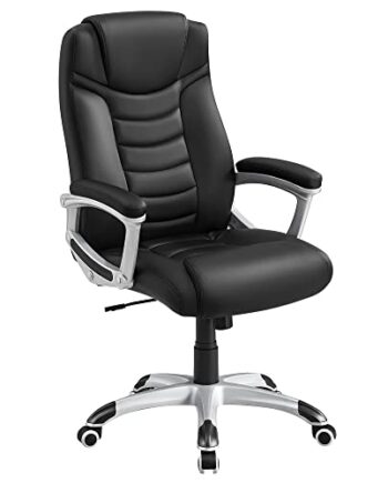 SONGMICS Ergonomischer Bürostuhl, höhenverstellbarer Drehstuhl, robust, stabil und langlebig, schwarz, OBG21B, 52 x 53 x 122 cm