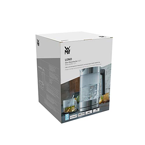 WMF Lono Wasserkocher Glas 1,7 Liter, Glaswasserkocher mit Kalkfilter, kabellos, 3 Watt, edelstahl matt - obrazek 2