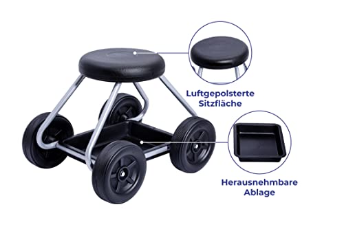 Maximex Rollsitz Secura, 52 x 40 x 41 cm, Gartenarbeit im Sitzen, rollbarer Gartensitz, stabil und leicht, praktische Ablage - obrazek 4