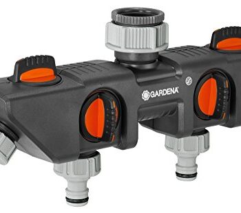 Gardena 4-Wege-Verteiler: Anschlussmöglichkeit für bis zu 4 Geräte an den Wasserhahn, passend zu Gardena Bewässerungscomputern & -uhren, Wasserdurchfluss regulier- und absperrbar (8194-20)