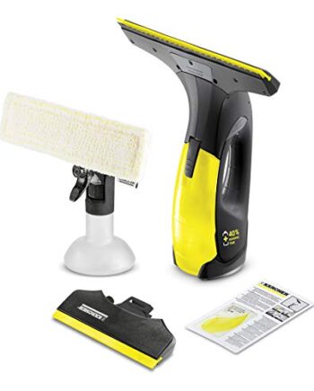 Kärcher Akku Fenstersauger WV 2 Premium Black Edition (Akkulaufzeit: 35 min, 2x wechselbare Absaugdüsen - breit und schmal, Sprühflasche mit Mikrofaserbezug, Fensterreiniger-Konzentrat 20 ml)