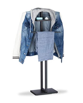 Relaxdays, schwarz Stummer Diener, Herrendiener, Kleiderbutler, mit Kleiderbügel und Hosenstange, HxBxT 112x52,5x20 cm