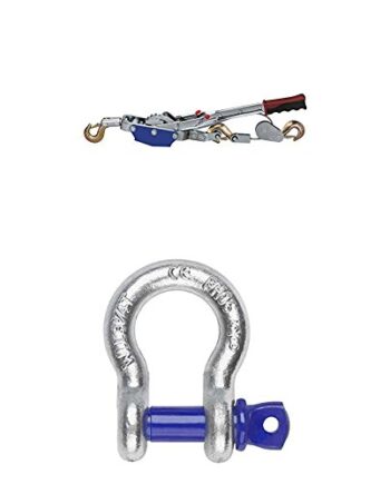 Kerbl 37117 Seilzug mit Ratsche 4 Tonnen Seil Ø 6 mm/3 m + Slackstar 71039 Slackline Hardware unite, Tragfähigkeit 3250 kg