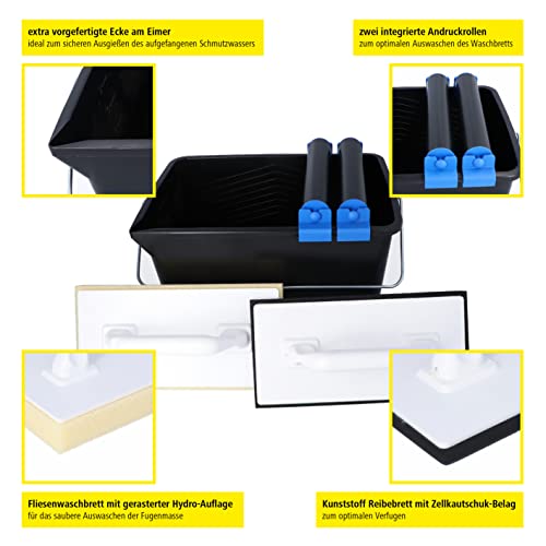 HELPMATE 5-częściowy zestaw do mycia płytek, 12-litrowe plastikowe wia - obrazek 7
