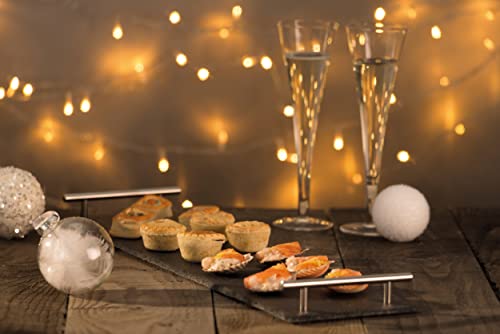 Artesà Schieferplatte Servierplatte, Serviertablett für Käse und Aufschnitt, Käseplatte aus Schiefer mit abnehmbaren Griffen, Schiefer, Schwarz, 15 x 59.8 x 3.5 cm - obrazek 4