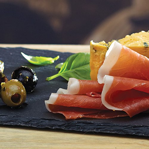 Artesà Schieferplatte Servierplatte, Serviertablett für Käse und Aufschnitt, Käseplatte aus Schiefer mit abnehmbaren Griffen, Schiefer, Schwarz, 15 x 59.8 x 3.5 cm - obrazek 5