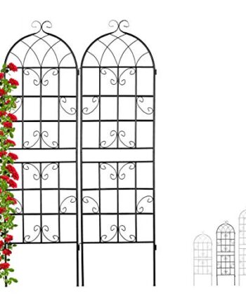 Relaxdays Rankgitter Metall, 2er Set, zum Stecken, Rankhilfe für Kletterpflanzen, 180 x 50 cm, Spalier Garten, schwarz