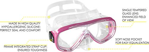 Cressi Unisex-Erwachsene Onda Mare Schnorchelset Tauchset Taucherbrille, Transparent/Rosa, Einheitsgröße - obrazek 4