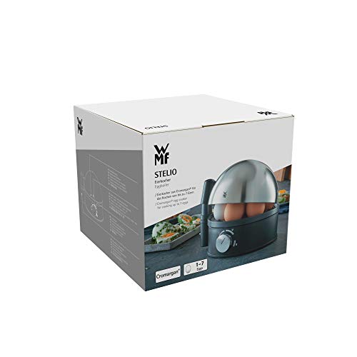 WMF Stelio Eierkocher Edelstahl, Eierkocher 1 Ei -7 Eier, 38 Watt, Härtegradeinstellung, Fortkochstufe, Messbecher mit Eipick - obrazek 2