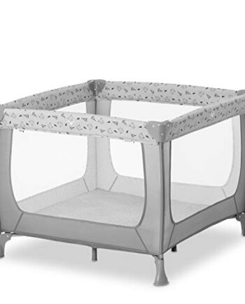 Hauck Sleep N Play SQ, lekki 3-częściowy, kwadratowy kojec dla niemowlaka, łóżeczko turystyczne ze składanym dnem i torbą, powierzchnia leżąca 90 x 90 cm, składane i przenośne