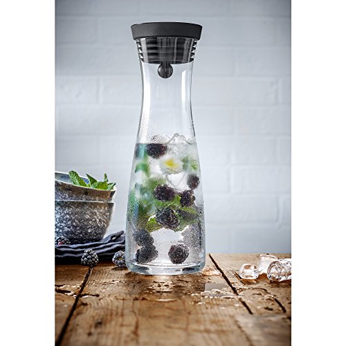 WMF Basic Wasserkaraffe aus Glas, 1 Liter, Glaskaraffe mit Deckel, Silikondeckel, CloseUp-Verschluss, schwarz - obrazek 3