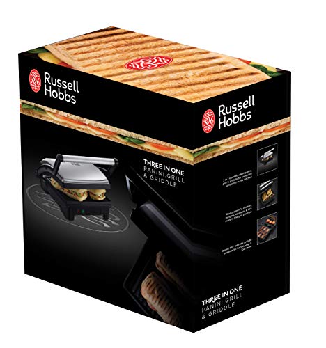 Russell Hobbs Kontaktgrill 3-in-1 (1800 Watt): Tischgrill (geöffnete Grillplatten) | Panini & Sandwich Maker | Kontakt- Grill (gleichzeitig von beiden Seiten); antihaftbeschichtete Platten, 17888-56 - obrazek 3