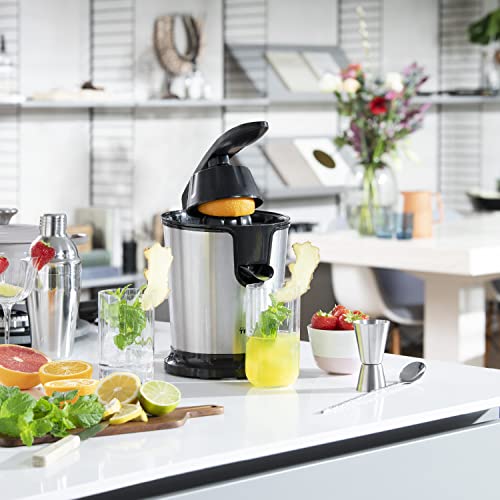 Tristar CP-3002 Zitruspresse, 85 Watt, 2 Presskegel, Fruchtfleischfilter, Schwarz /Edelstahl - obrazek 4