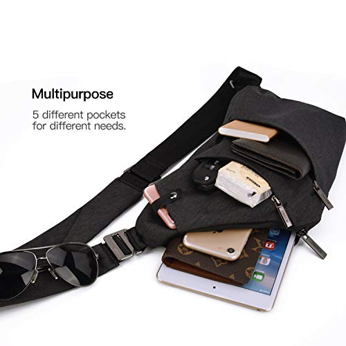 Tibroni Multi-Pocket torba na ramię, Sling Crossbody Bag, torba na ramię, antykradzieżowa, dla mężczyzn - obrazek 7