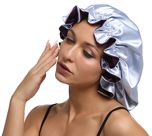 Satynowa czapka do spania damska regulowana dwuwarstwowa satynowa czap - obrazek 2