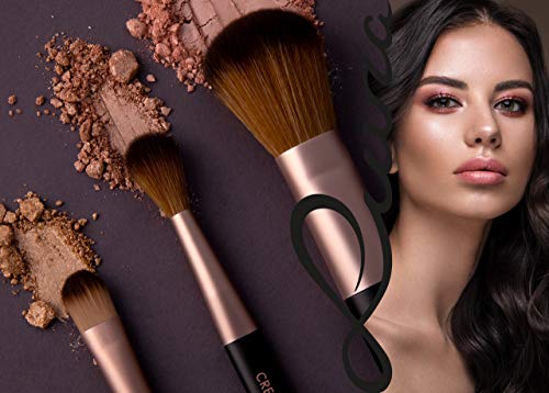 Zestaw pędzli do makijażu Luvia, zestaw podróżny Macchiato, 5 pędzli kosmetycznych wraz z pojemnikiem na pędzle do makijażu, wegańskie (Brązowy / Cappuccino) - obrazek 4