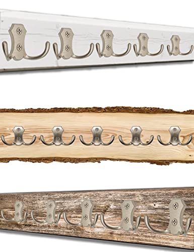 FUXXER® - 5 klasycznych wieszaków na ubrania, podwójne haczyki, haczyki kuchenne, żelazne wzornictwo, zestaw 5 sztuk (brązowy) - obrazek 3