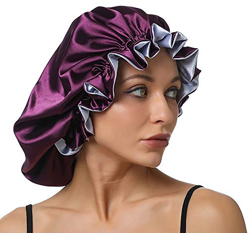 Satynowa czapka do spania damska regulowana dwuwarstwowa satynowa czap