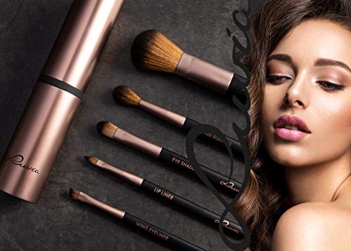 Zestaw pędzli do makijażu Luvia, zestaw podróżny Macchiato, 5 pędzli kosmetycznych wraz z pojemnikiem na pędzle do makijażu, wegańskie (Brązowy / Cappuccino) - obrazek 2