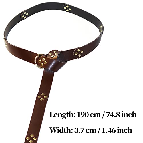 HiiFeuer Średniowieczny Skórzany Pasek z PU Okrągły,Retro Renesansowy - obrazek 2