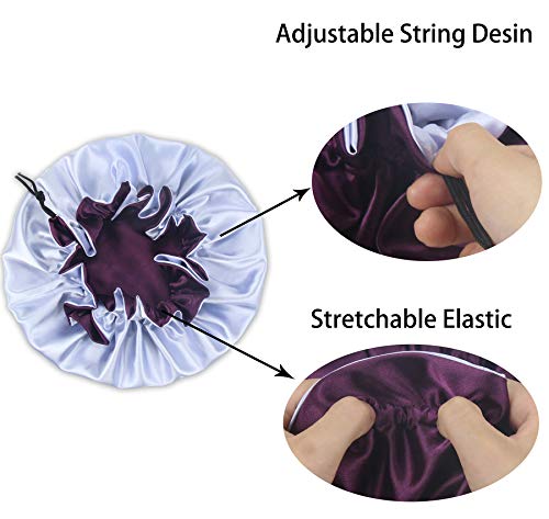 Satynowa czapka do spania damska regulowana dwuwarstwowa satynowa czap - obrazek 5