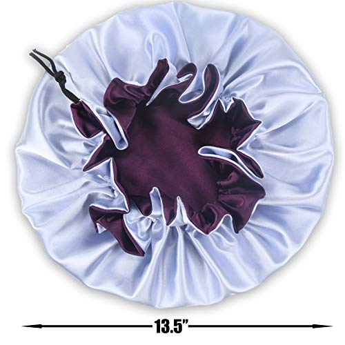 Satynowa czapka do spania damska regulowana dwuwarstwowa satynowa czap - obrazek 6