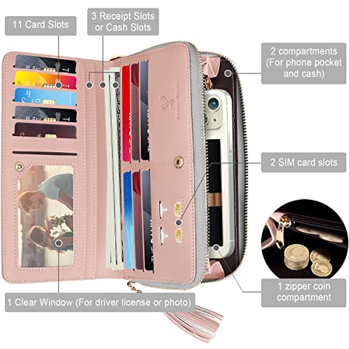 Portfel damski ze skóry, duża pojemność z zamkiem błyskawicznym dla ko - obrazek 7