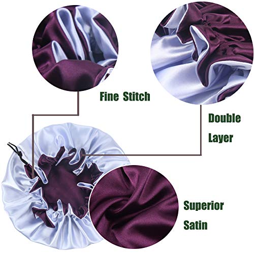 Satynowa czapka do spania damska regulowana dwuwarstwowa satynowa czap - obrazek 4
