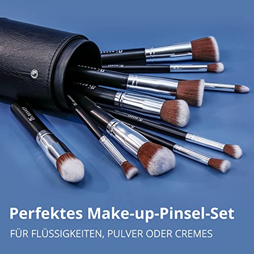 Pędzle do makijażu, pędzle do podkładu BEAKEY, mieszanie pędzli do cieni do powiek, prezent dla kobiet i dziewcząt, zestawy pędzli z gąbką i jajkiem do czyszczenia pędzla (10 + 2 szt., z czarnym futerałem na pędzle) - obrazek 7