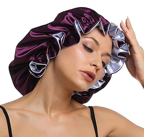 Satynowa czapka do spania damska regulowana dwuwarstwowa satynowa czap - obrazek 3