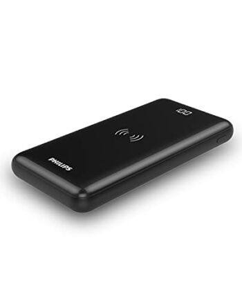 Philips DLP1011Q/00 - Power Bank z bezprzewodową funkcją ładowania Qi - 1 x typ C i 2 x wyjścia USB-A - wskaźnik LED - 10 00 mAh - czarny