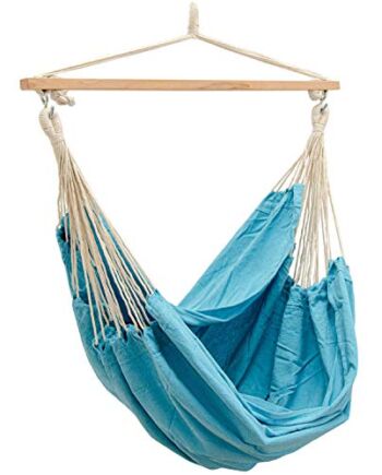 AMANKA Innowacyjne krzesło huśtawkowe XXL 185 x 130 cm wiszące siedzisko wykonane z tkaniny niebieski