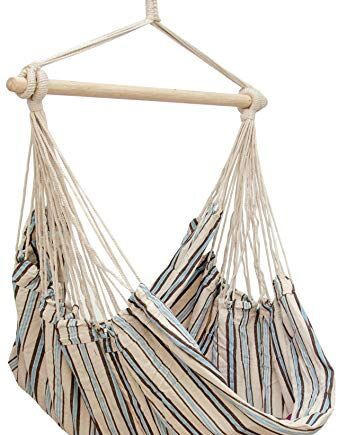 AMANKA XXL wiszące siedzisko 185x130cm hamak do siedzenia w paski śródziemnomorskie